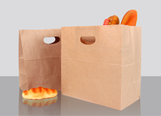 Papiertüte mit quadratischem Boden und flachem Griff